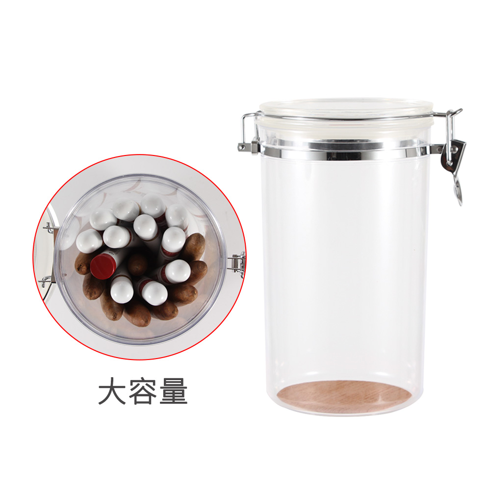 GALINER Transparent Cigar Jar Tube Large Capacity Plastic Humidor Box With Humidifier Accessories Cigar Humidor Storage Tool