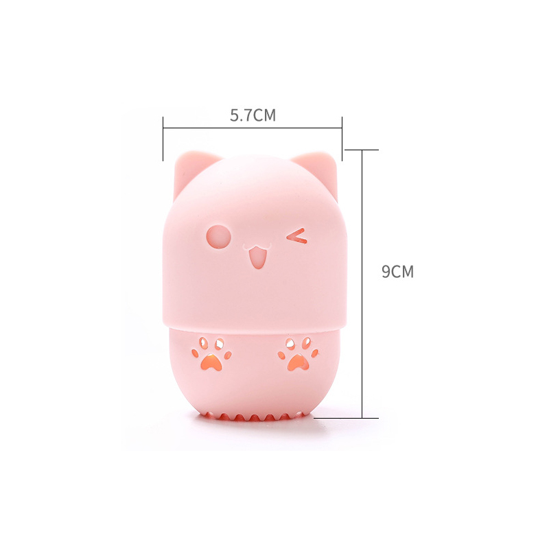 1 Pcs Portable Face Powder Puff Sponge Box Cute Cat Puff Holder Soft Silicone Drying Cosmetic Storage Case