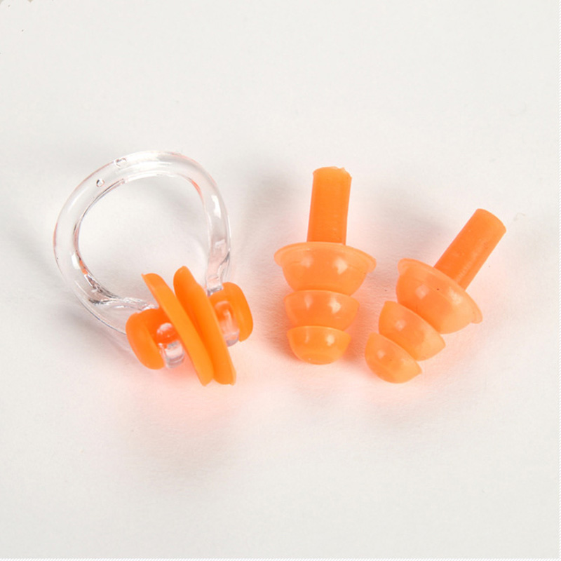 5sets/lot Soft Silicone Waterproof Swimming Ear Plugs Nose Clips Set Swimming Earplug Surfing Diving NoseClip Hot Swim Accessory