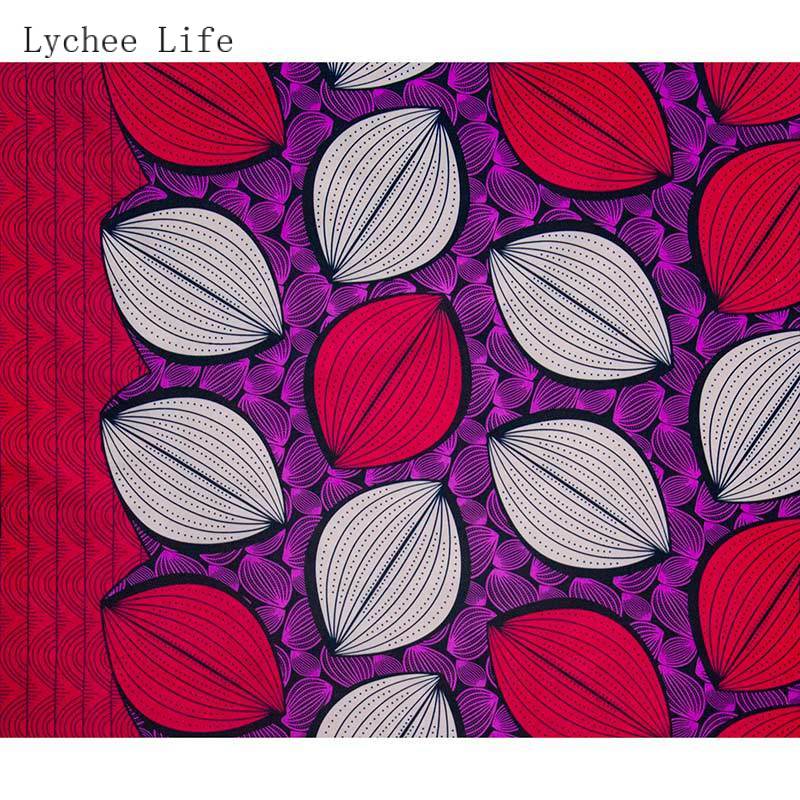 Lychee Life 1Yard African Ankara Real Wax Fabric Polyester Flower Printed Fabric For Women Wedding Dress Diy Sewing Crafts