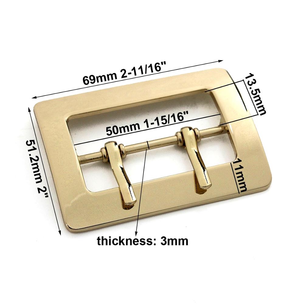 1pcs 50mm Zinc Alloy Metal Buckle Rectangle Fashion Double Needle Buckle for Leather Craft Bag Belt Strap Craft DIY Accessories