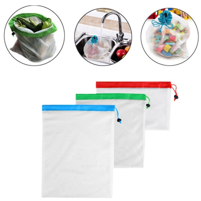 Washing machine storage bag Reusable Produce Mesh Bags Rope Vegetable Fruit Bag Adjustable Nylon String Kitchen accessories