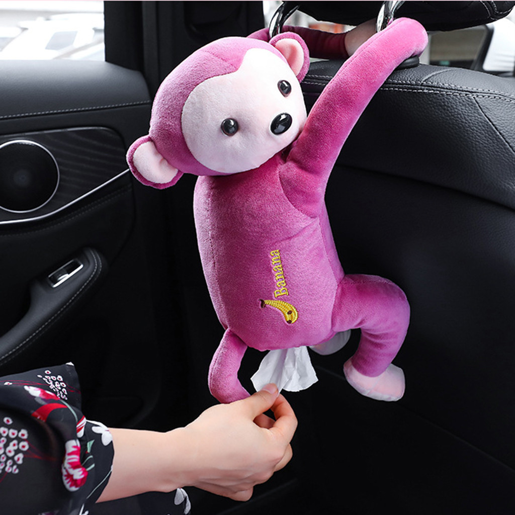 Creative Cartoon Monkey Home Office Car Hanging Paper Napkin Tissue Box Cover Holder Portable Paper Box #BL5