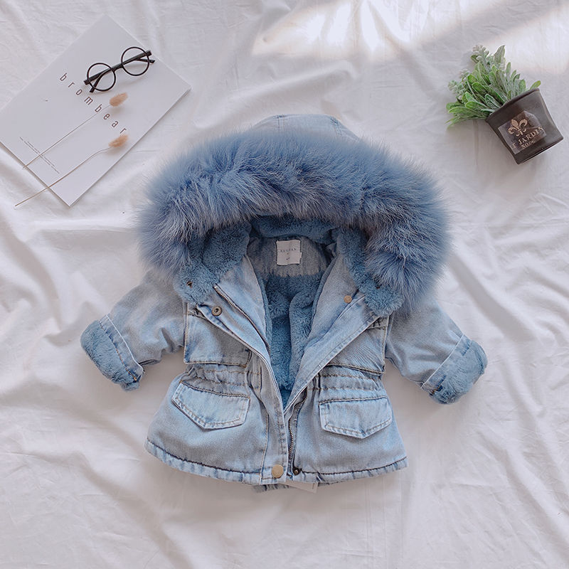 2020 Fashion Cotton Winter Denim Coat New Baby Girl Clothes Hoodies Zipper Warm Outwear Windbreaker For Girl Clothes 1 to 6 Age