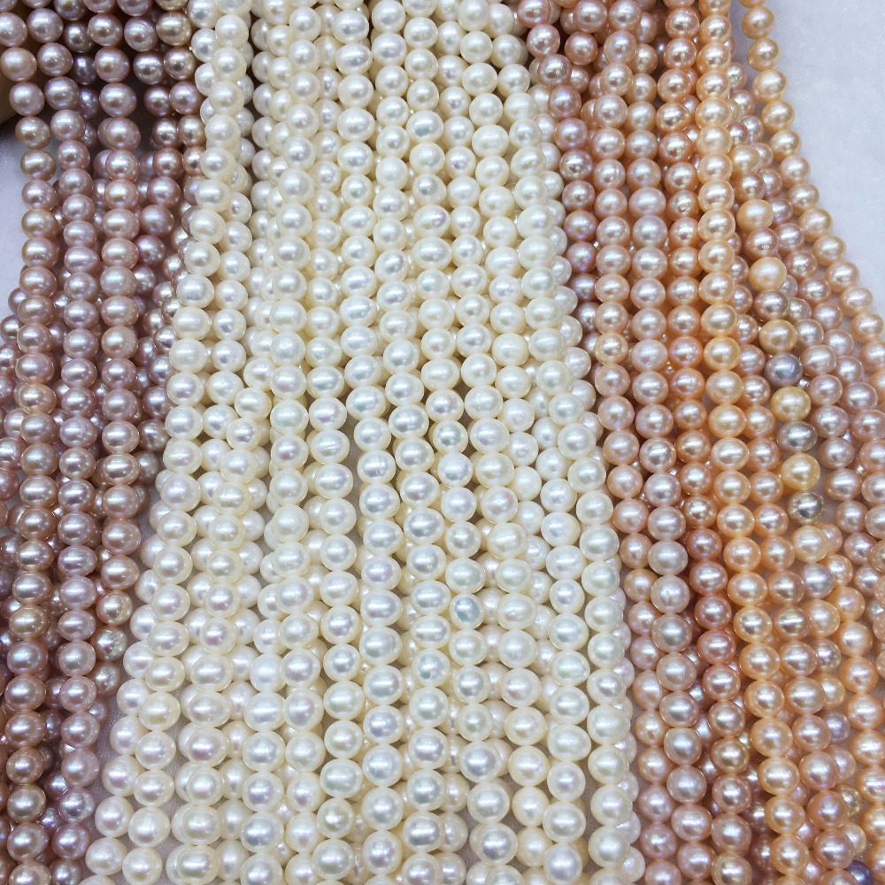 Natural freshwater pearl beads high quality 36 cm perforated loose beads DIY ladies necklace bracelet production 7-8MM 3colors