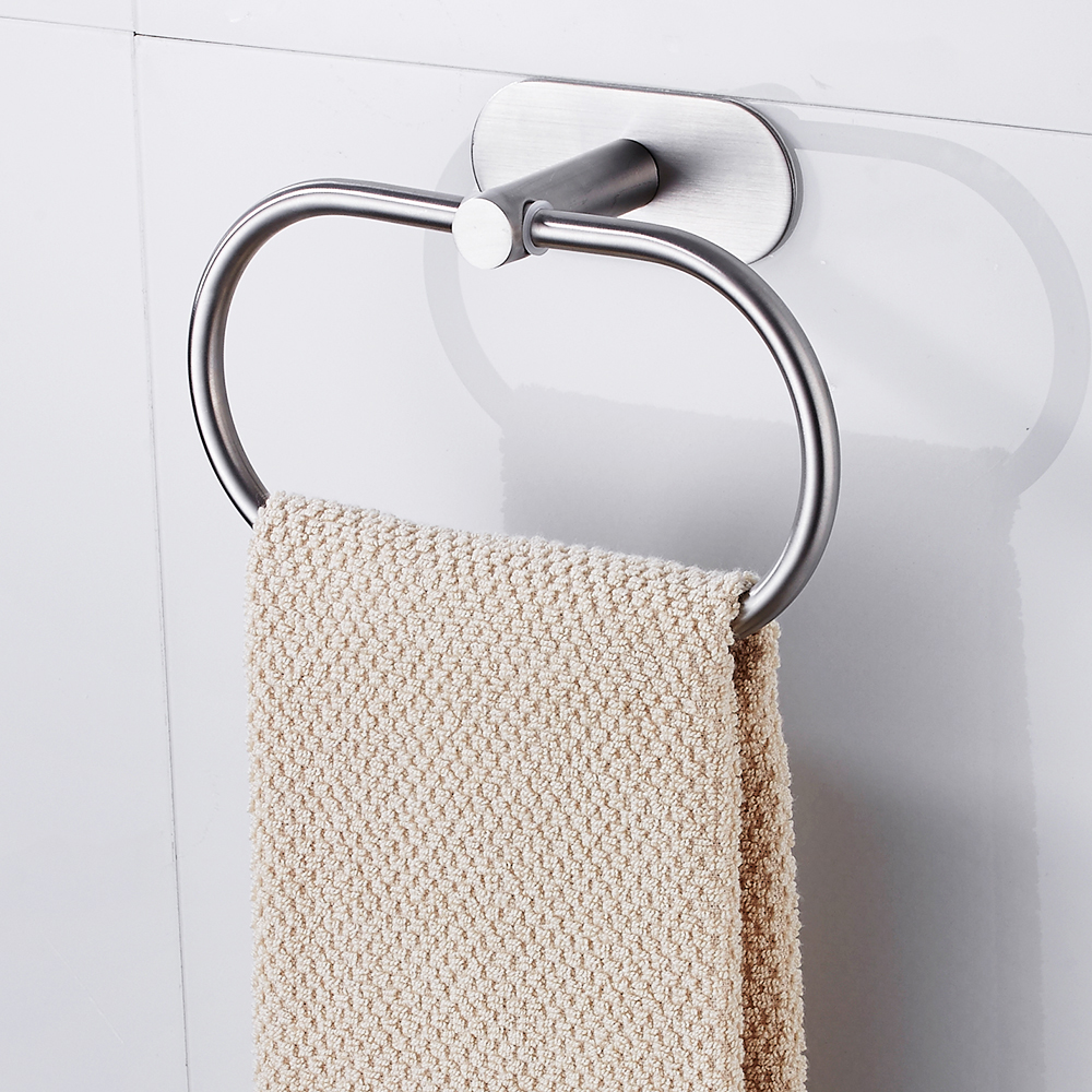 Bathroom Towel Holder Stainless Steel Towel Ring Holder Hanger Wall-Mounted Round Towel Rings Home Hotel Bathroom Accessory