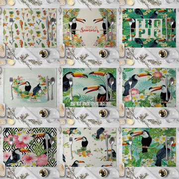 Toucan Printing Table Mat Animal Bird Pattern Kitchen Placemat Table Napkin For Wedding Party Decoration Dining Accessories