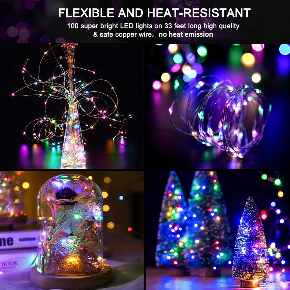 USB LED Christmas Tree New year's Garlands Fairy Lights 10m 5m Festoon String Light for Outdoor Home Window Wedding Decorative