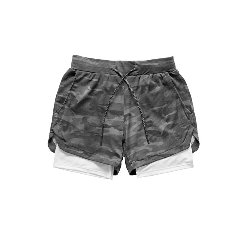 2020 Camo Running Shorts Men 2 In 1 Double-deck Quick Dry GYM Sport Shorts Fitness Jogging Workout Shorts Men Sports Short Pants