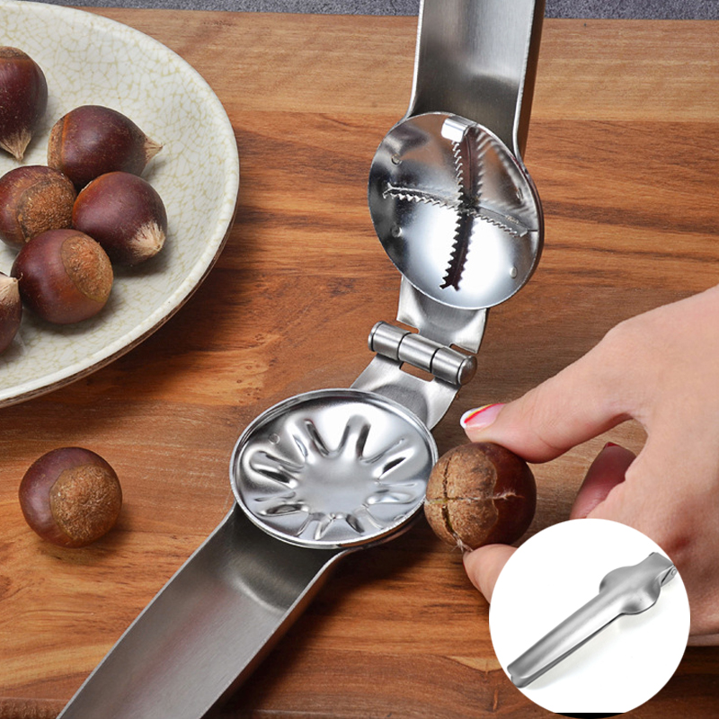 2 in 1 Stainless Steel Quick Nuts Cracker Kitchen Tools Chestnut Clip Walnut Pliers Metal Sheller Nut Opener Cutter Gadgets
