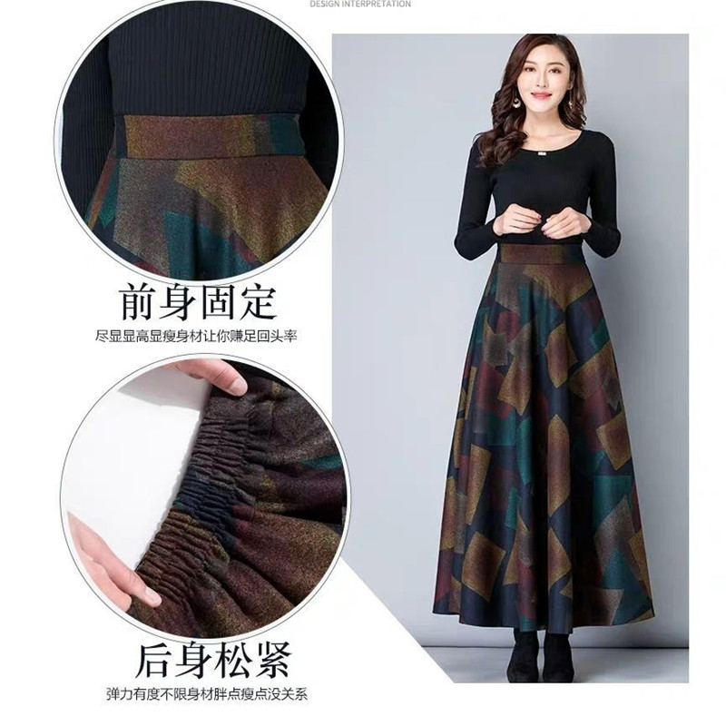 Mom Plus Size Vintage High Waist Woolen Skirts Spring Winter 2019 Fashion Women Maxi Skirts Female Casual Office Long Streetwear