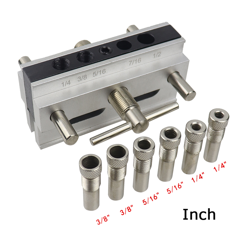 Quick Self Centering Doweling Jig Vertical Positioning Hole Puncher Metric/Inch Drill Bushing Drill Guide Woodworking Tools