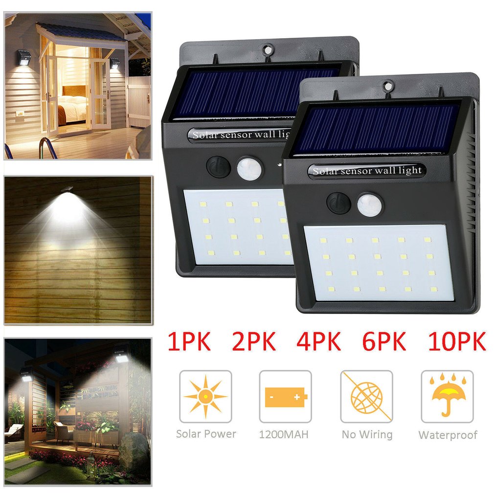 20 LED Solar Light Outdoor Solar Lamp PIR Motion Sensor Wall Light Waterproof Solar Powered Sunlight for Garden Decoration