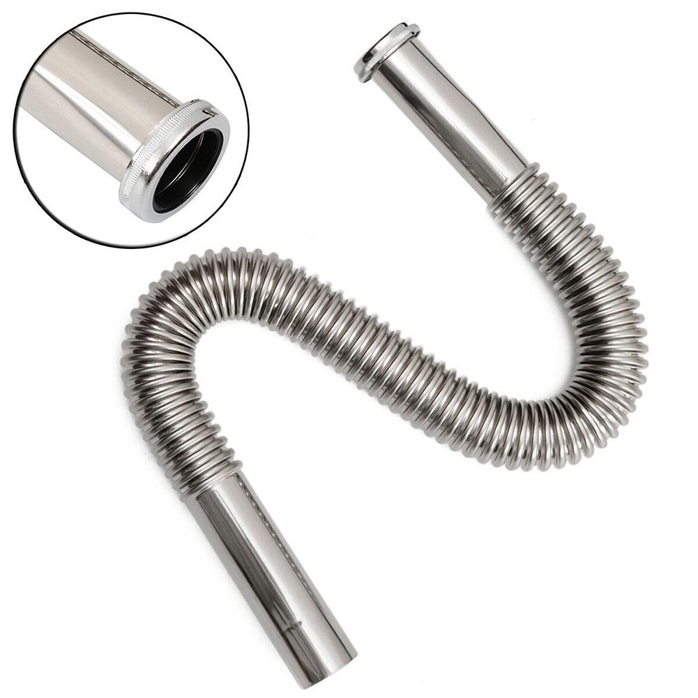 Stainless Steel Flexible Sink Pipe Deodorant Basin Extension S Trap Drain Hose Pipes Plumbing Fittings