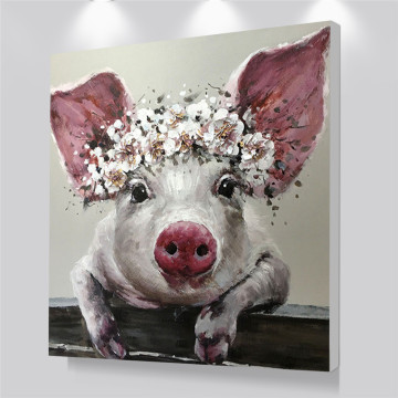 Wall Art Canvas Poster Prints Cute Pig Animal Oil Painting Baby Room Decoration Pictures Art Nordic Kids Decoration No Frame