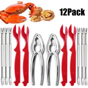 12PCS Crab Nut Crackers and Forks Shellfish Lobster Leg Crackers and Picks Kitch