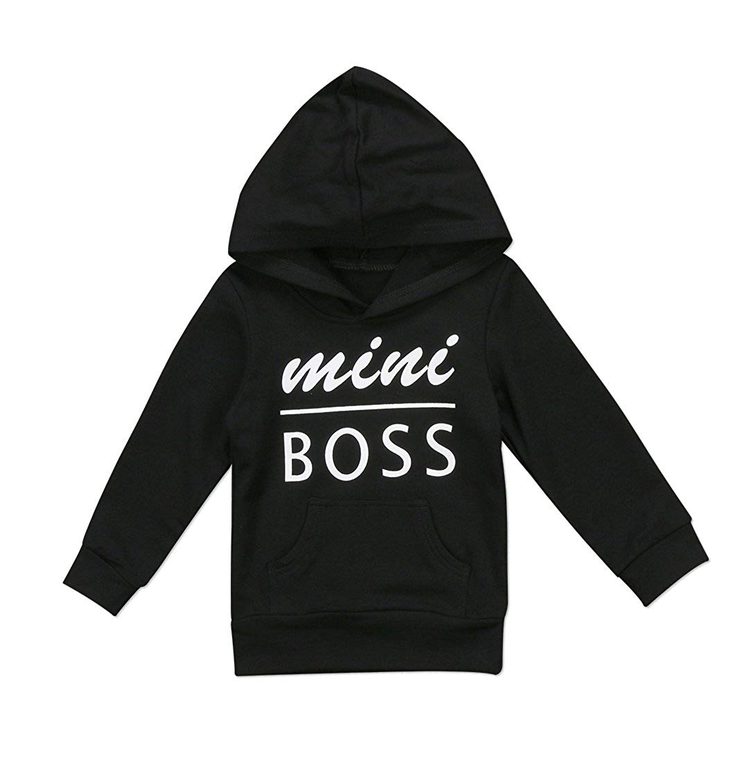 Baby Boys Girls Hoodie Sweatshirt Toddler Letters Outta Mini Boss Hooded Sweatshirt Outfit Clothes 0-5Y