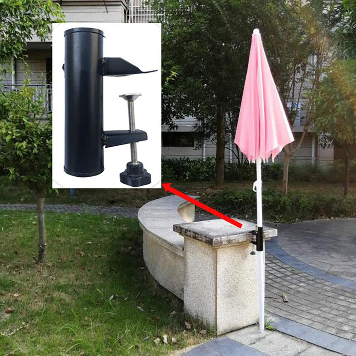 Patio Umbrella Stands Fixed Clip Black Portable Parasol Holder Table Mount Clamp for Outdoor Use Shade Accessories Garden Supply