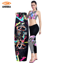 AXESEA Women Rash Guard Pants Set Trousers Two Piece Swimwear Patchwork Surfing Sexy Sleeveless Tank Top UPF50+ Zipper Swimsuit