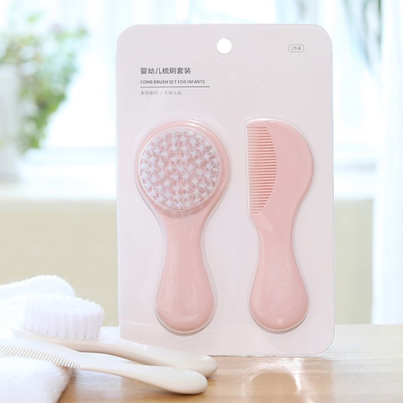 2Pcs Infant Baby Hair Brush Comb Set Newborn Toddler Scalp Massager Grooming Kit