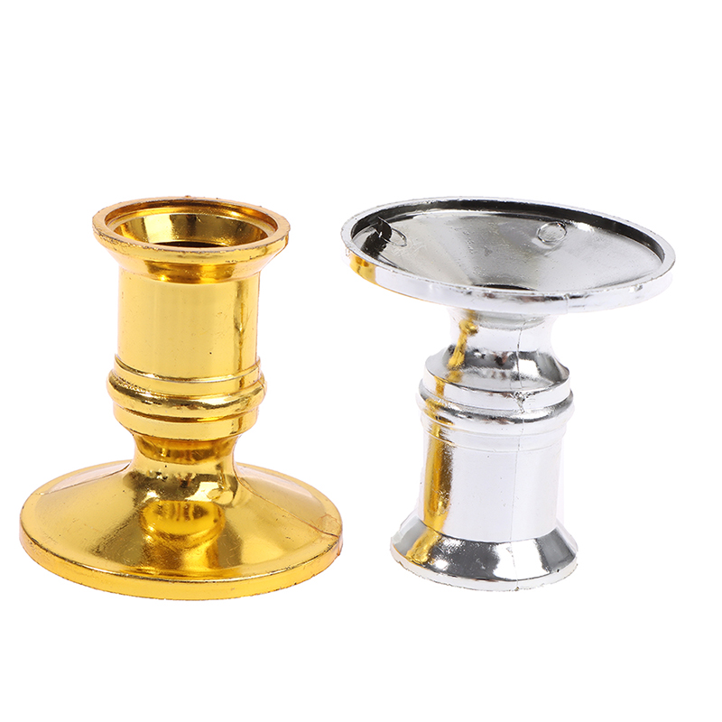 2 pcs Plated Candlestick Votive Candles Holder For Candles Fake Tapers Christmas Party Decoration For Wedding Silver/Gold