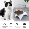 Cat Ears Shaped Cat Feed Bowls 15° Tilt Design Anti-slip Double Bowls Raised Stand Pet Food Water Bowl Dog Feeder Pets Supplies