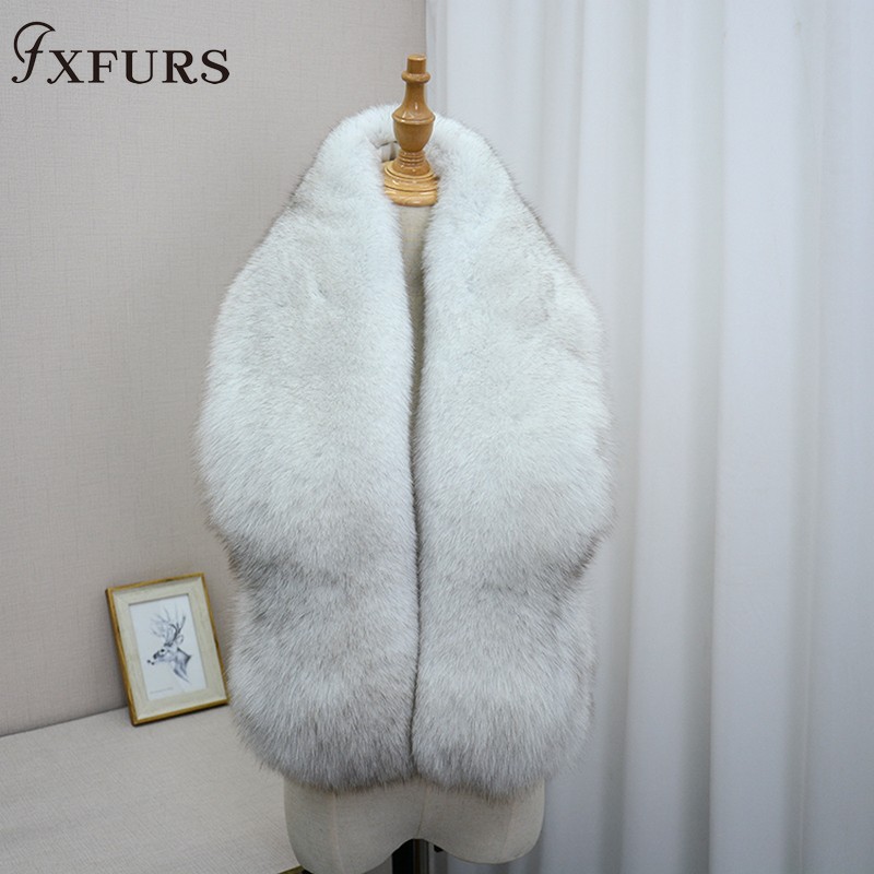 FXFURS 2020 Luxury Genuine Fox Fur Scarf Real Fox Skin Scarf Big Size Natural Fox Fur Shawl Winter Women Stole Free shipping