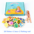 Outdoor Indoor Funny Fishing Toy Kids Play Game Wooden Fishes Toys Montessori Magnetic Fishing Toy Sea Animal Learning Toys