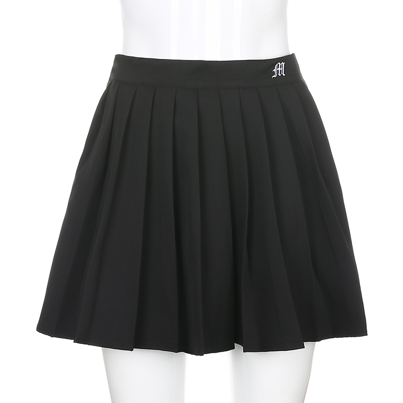 Waatfaak White Pleated Skirt Short Woman Elastic Waist Mini Skirts Sexy Mircro Summer Embroidery Mini Tennis Skirt New Preppy