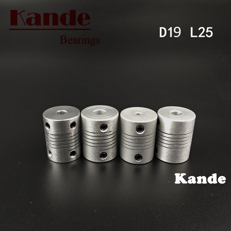 Kande Bearings 1pc Aluminium CNC flexible coupler 3D printer 4 5 6 7 8 6.35mm D19L25 Miniature motor couplings elasticity