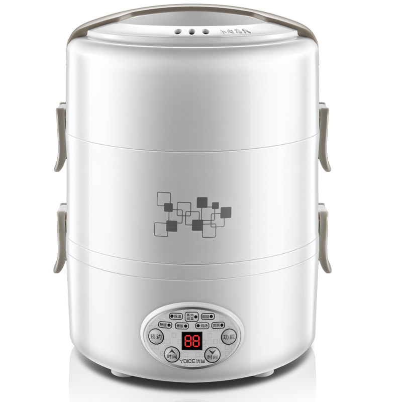 220V Multifunction Electric Lunch Box 3 Layer Stainless Steel Liner Rice Cooker 2L Food Containers Insulation Heating Food
