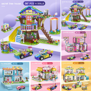 1049pcs Secret Friends Tree House City Building Blocks Girls DIY Stacking Bricks Toys For Children With Figures Dolls And Cars