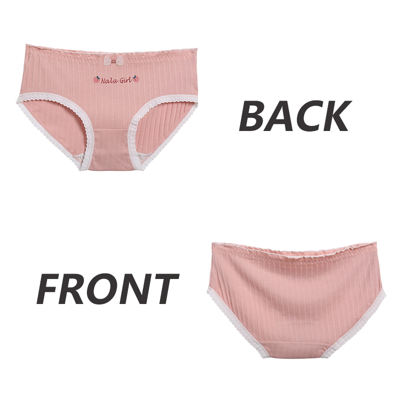 Cute Fruit Cotton Girls Underwear Cartoon Bownot Girls Intimates Breathable Printed Panties Women Lace Peach Briefs Lingerie
