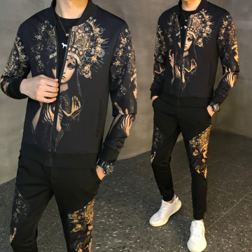 Jacket+Pants Men Set Spring Autumn Man Sport 2 Piece Sets Sport Suit Jacket + Pants Tracksuit 2020 New Men Tracksuit Asian Size