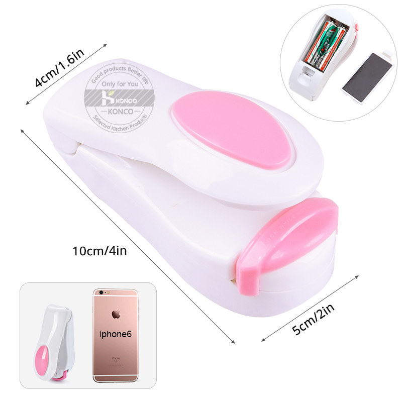 Konco House Portable Bag Clips Mini Electric Heat Sealing Machine Impulse Sealer Seal Packing Plastic Bag Clip work with battery