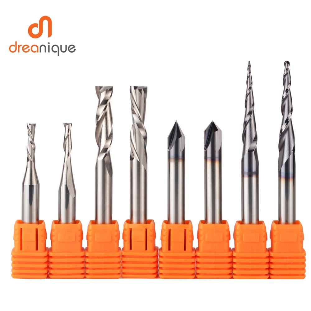 CNC Solid Carbide engraving bits milling cutter woodwork set 3.175mm 6.35mm 6mm shank router bits for carving wood tools