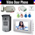 7" Screen Video Door Phone Doorbell Intercom System + Electric Lock+Alunimum pane Camera + Power Supply+ Door Exit+ ID Keyfobs