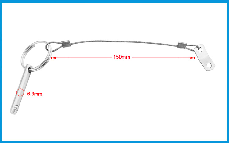 2PCS 6.3mm Stainless Steel 316Quick Release Pin with Lanyard for Boat Bimini Top Deck Hinge Marine hardware