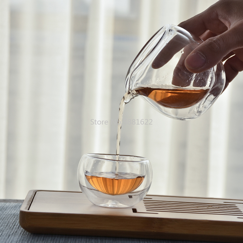 Heat Resistant Double Wall Glass Tea Pitcher Chahai Coffee Tea Accessories 150ml