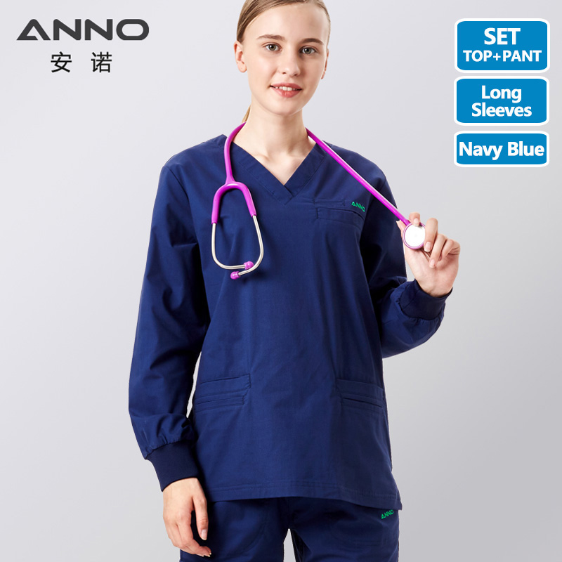 ANNO Elasticity Cotton Spandex Body Nurse Uniform For Women Men Scrubs Suit Dental Hospital Set Work Wear Nursing Clothing