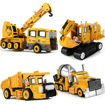 Diecasts Toy Vehicles Crane Mixer Bulldozer Transformation Robot Car Metal Alloy Vehicle Excavator Truck Model 2 in 1 Kids Toys
