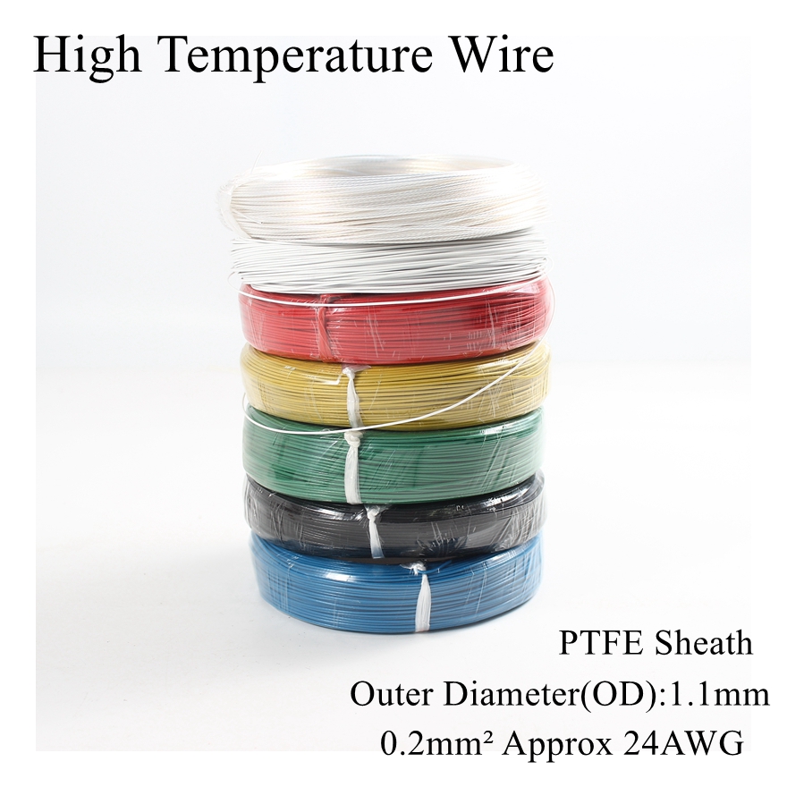 24AWG 0.2 Square High Temperature Wire PTFE Insulation Cable Resistant Electricity Tinned Tin Silver Plated Copper Wires 0.2mm