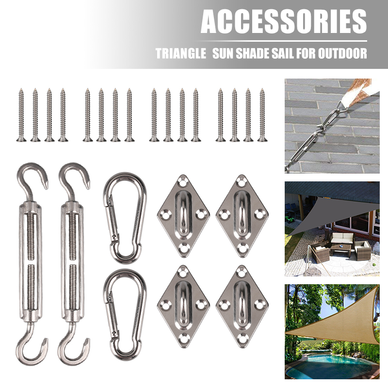 Shade Sail Accessories 304 Stainless Steel Sun Shade Sail Fixing Hardware Accessories for Rectangle Square Shelter Shade Cloth