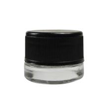 Empty glass jar with black plastic resistant lid