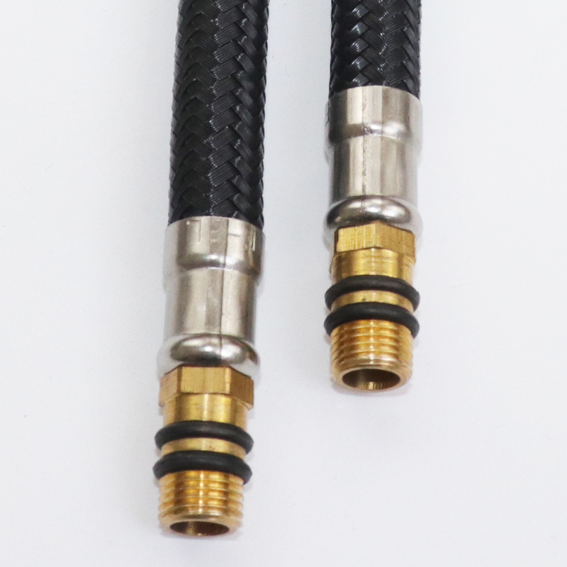 Flexible Plumbing Hose Kitchen Water Supply Connecting Lines Hot and Cold Mixer Faucet Connector Bathroom Braided Black Nylon