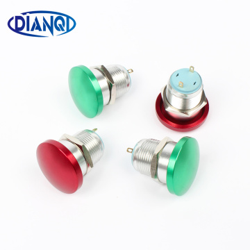 16mm Metal Aluminum Mushroom Emergency Stop Push Button Waterproof Switch momentary Reset/locking Latching 1NO 16MG/L.C