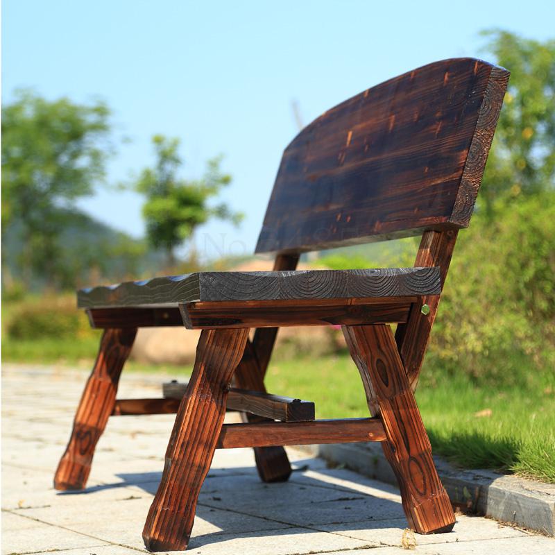 500 Solid Wood Park Bench Courtyard Anticorrosive Wood Back Park Chair Outdoor Bench Balcony Leisure Bench