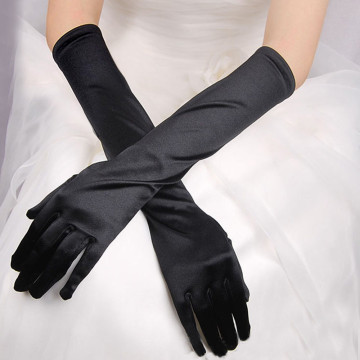 Women Stretch Halloween Satin Gloves Ladies Elegant Vintage Evening Party Prom Long Gloves Black White Gloves#50