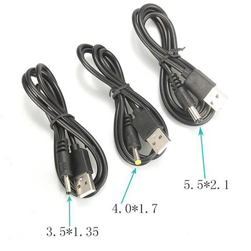 High Quality USB Port to 2.5 3.5 4.0 5.5mm 5V DC Barrel Jack Power Cable Cord Connector Black