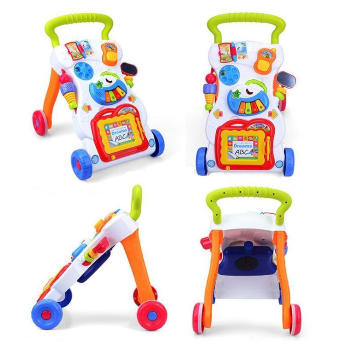 Baby Walker Toddler Trolley Sit-to-Stand ABS Musical Walker with Adjustable Height to exercise hearing learn walk scientifically